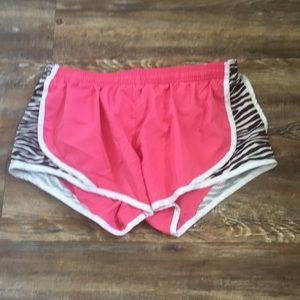Pink gym shorts with zebra print sides